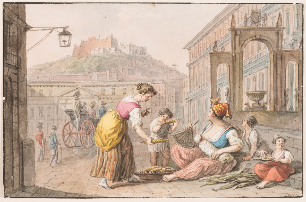 Cor da água; Uma mulher vendendo milho torrado de Saverio della Gatta