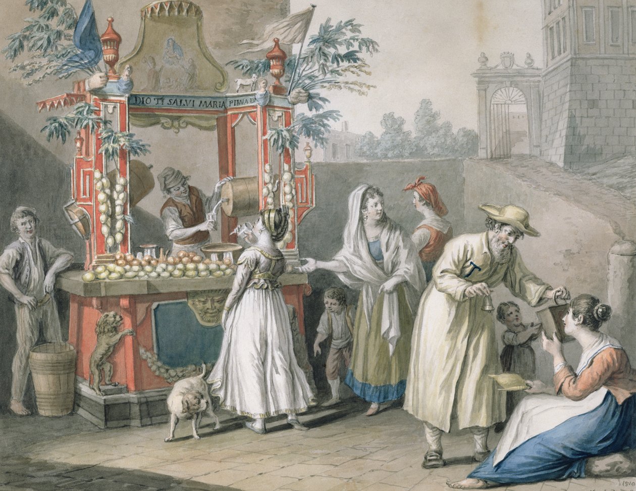 The Drink Stall (L&39;Acquaiolo), 1819 (lápis e wc) de Saviero Xavier della Gatta