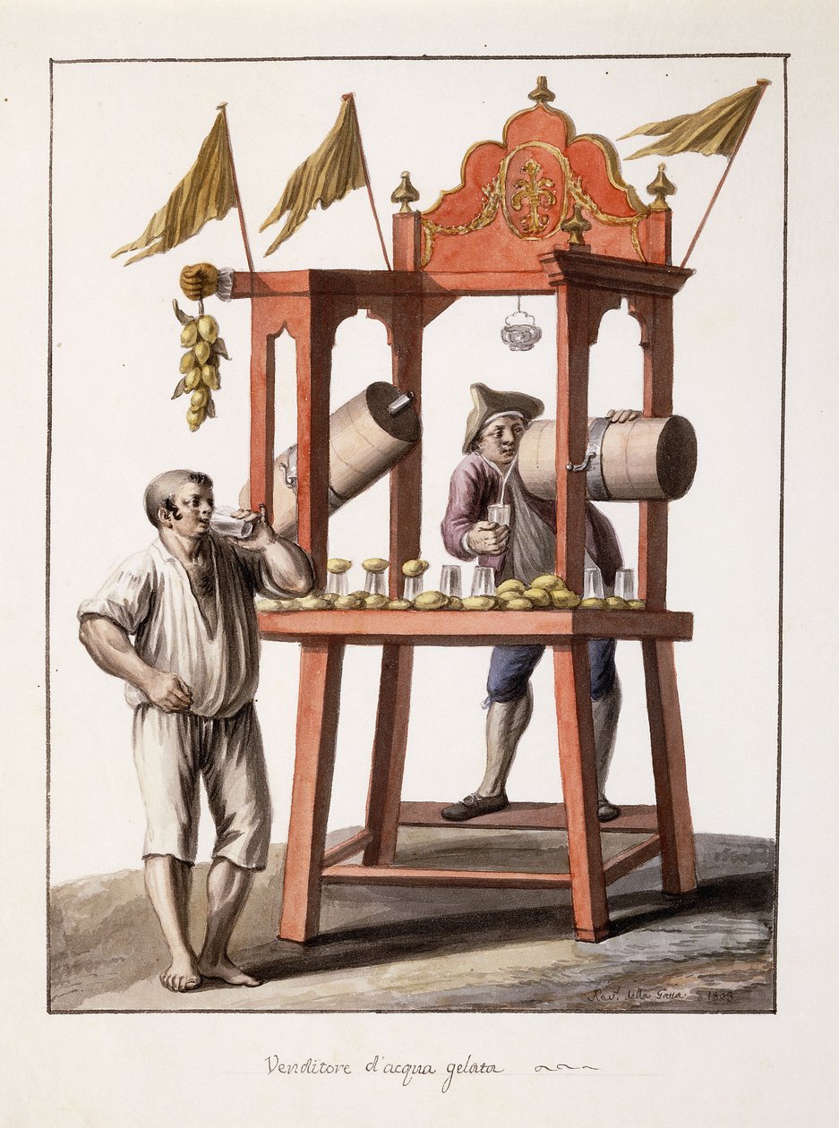 Vendedor de água gelada; Vendedor de água congelada, 1803 de Saviero Xavier della Gatta