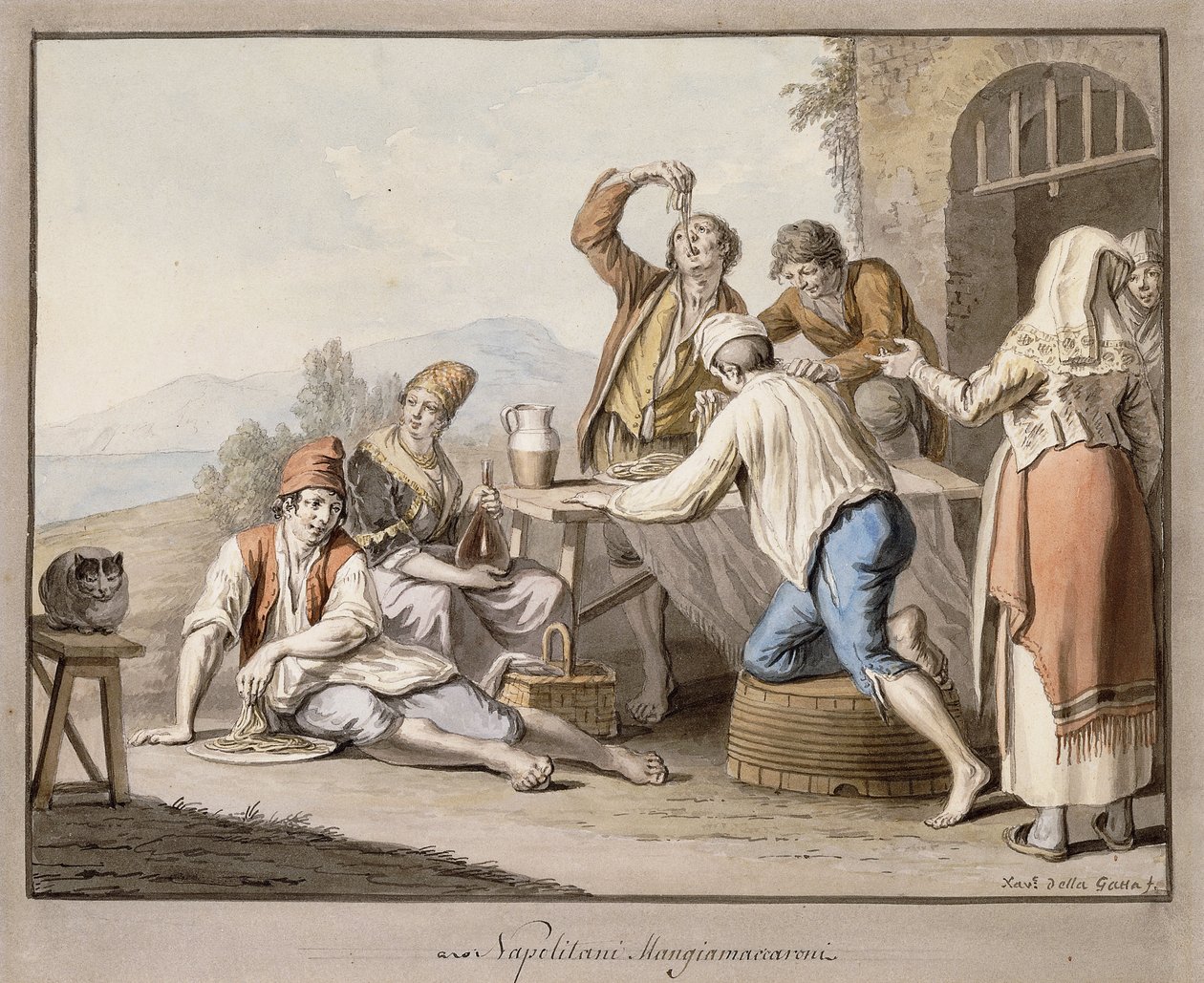 Neopolitas Comendo Macarrão; Napolitani Coma macarrão, de Saviero Xavier della Gatta