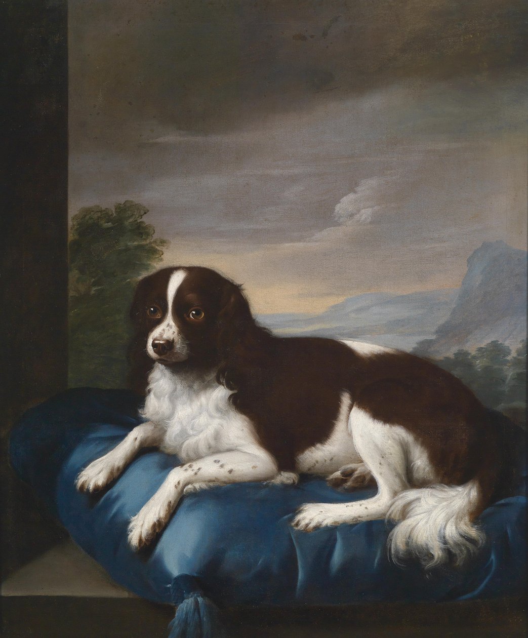 Um Spaniel de Springer inglês em um travesseiro de Sawrey Gilpin