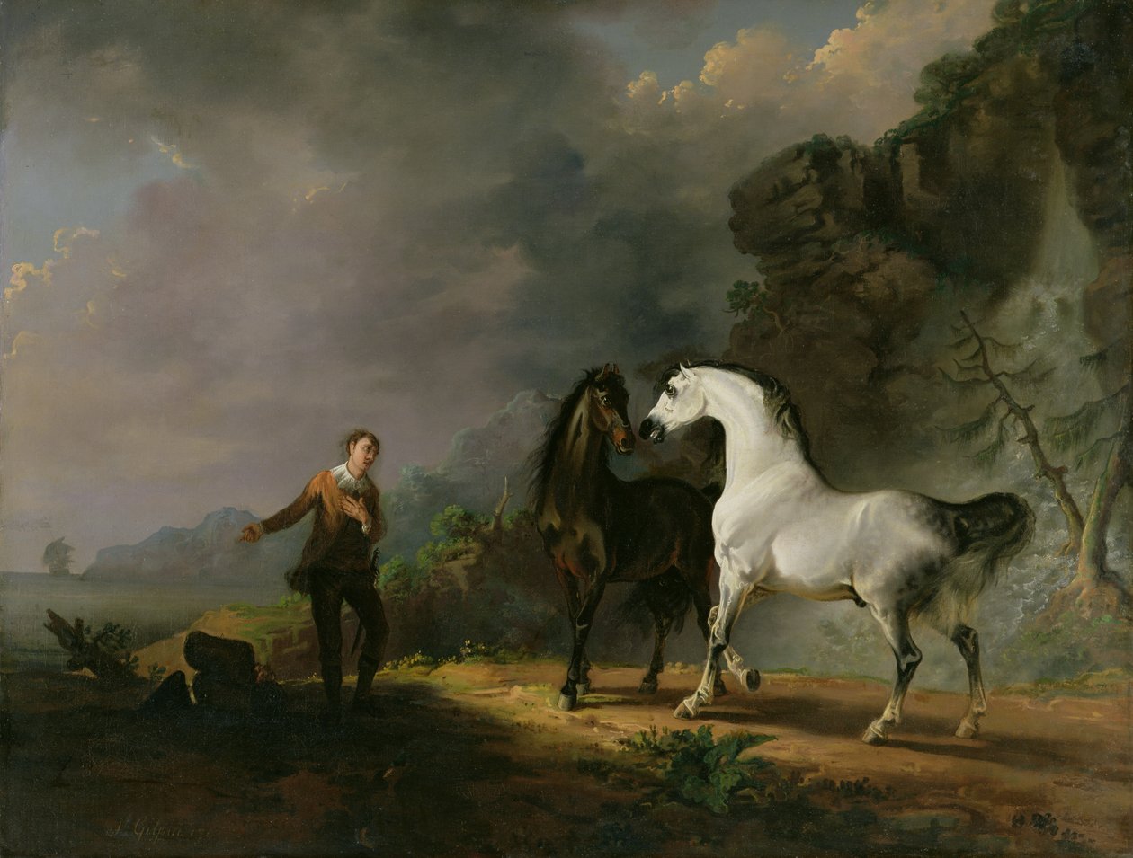 Gulliver Dirigindo-se aos Houyhnhnms, 1769 de Sawrey Gilpin