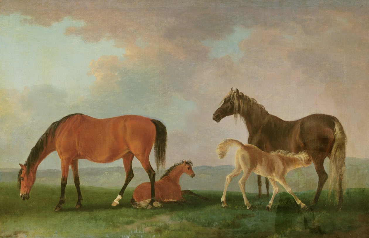 Éguas e potros (óleo sobre tela) de Sawrey Gilpin