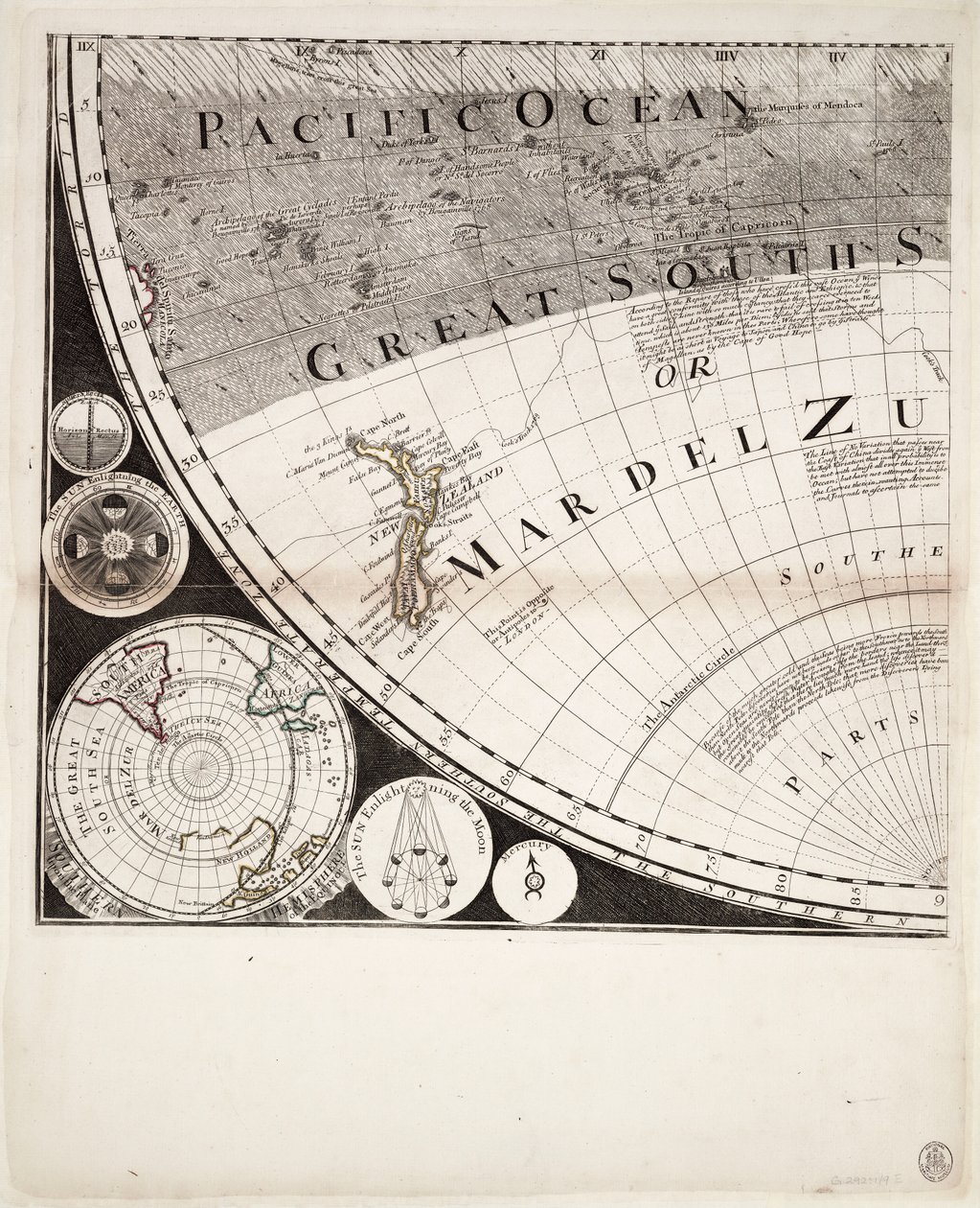 Um novo e correto mapa do mundo (secção), c.1774 (gravura a cores) de Sayer & Bennett