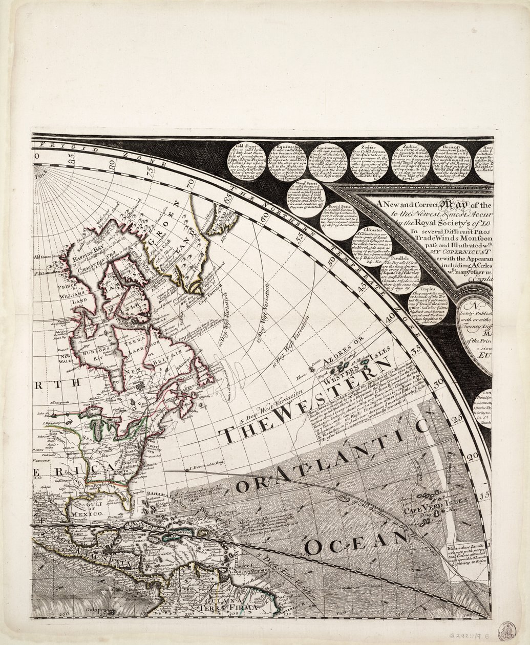 Um novo e correto mapa do mundo (secção), c.1774 (gravura a cores) de Sayer & Bennett