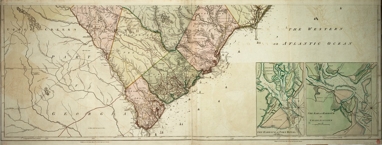 Mapa da Carolina do Norte e da Carolina do Sul de Sayer & Bennett
