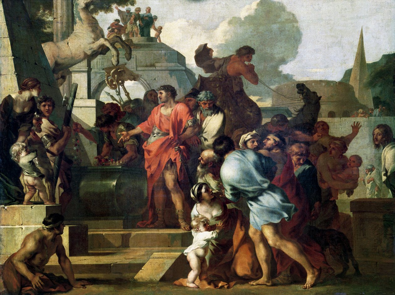 Augusto (63-14 aC) antes do túmulo de Alexandre III (356-323 aC), o Grande de Sébastien Bourdon