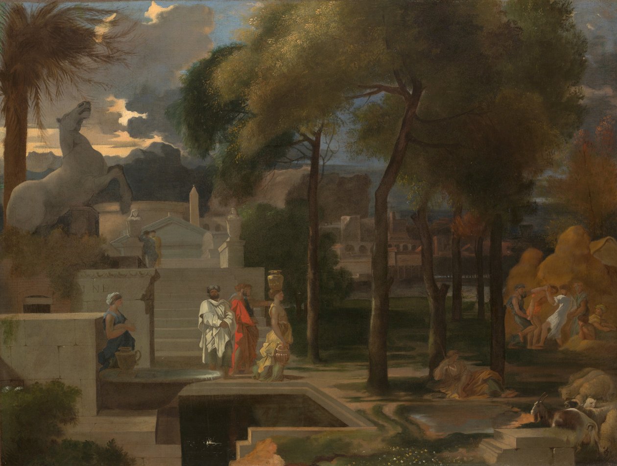 Uma paisagem clássica, provavelmente da década de 1660. de Sébastien Bourdon