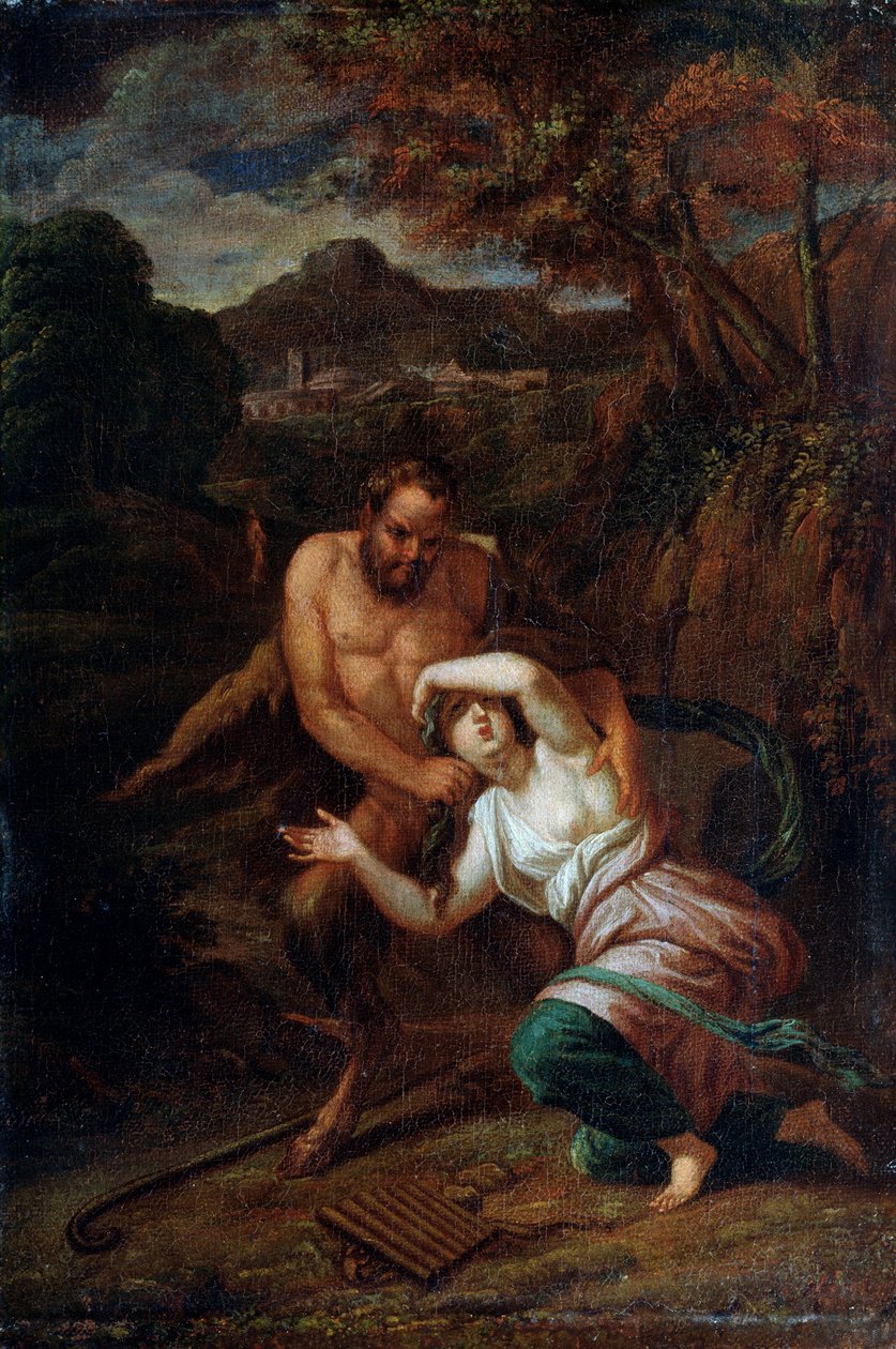 Pan e Ninfa Syrinx, século XVII de Sébastien Bourdon