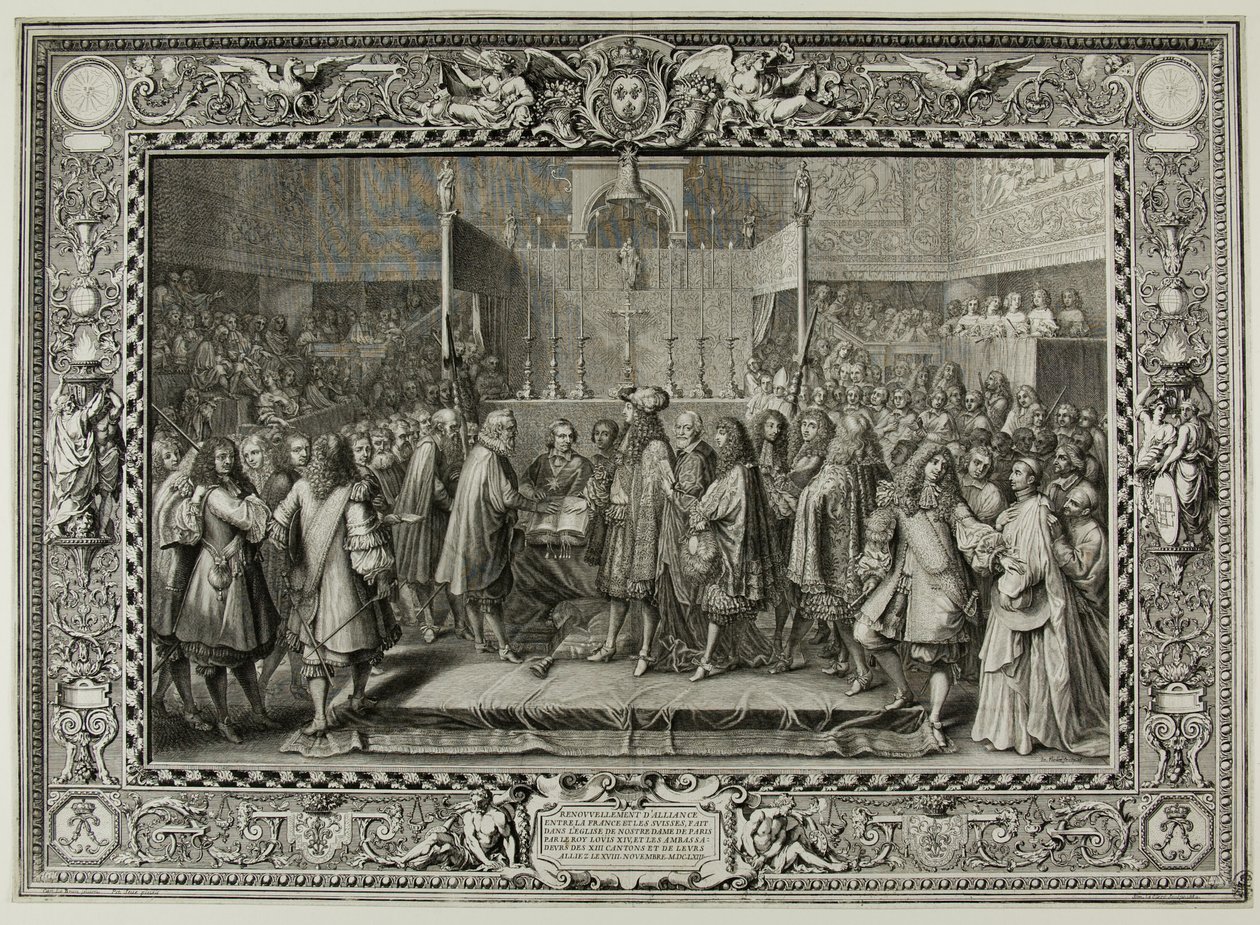 Renovação da aliança entre os franceses e os suíços em 1663 de Sébastien Le Clerc the elder