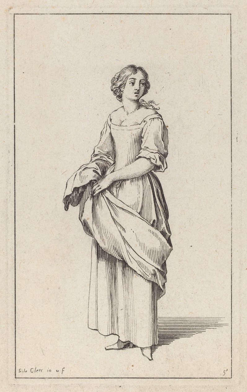 Standing Young Peasant Woman de Sébastien Le Clerc the elder