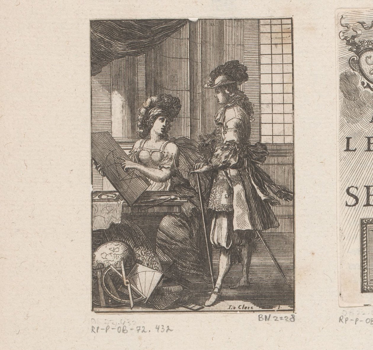 Geometria e homem jovem com desenho geométrico
Página de título para: Pratique de la géometrie, sur le papier et sur le terrain (...), 1669 de Sébastien Leclerc (I)