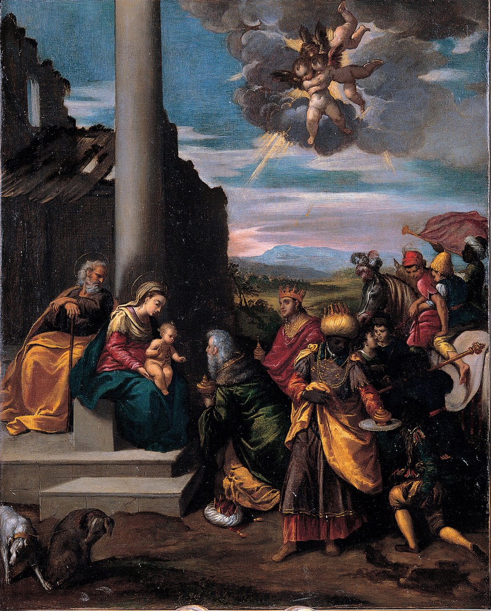 A Adoração dos Magos, 1575-1580 de Sigismondo Scarsellino