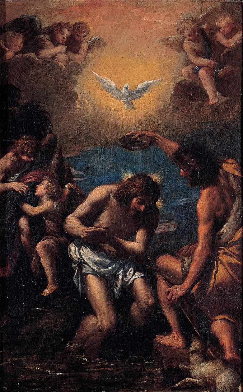 O Batismo de Cristo, 1585-1590 de Sigismondo Scarsellino