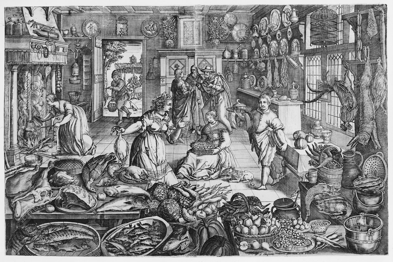 Cena de cozinha no início do século XVII de Schelte Adams Bolswert