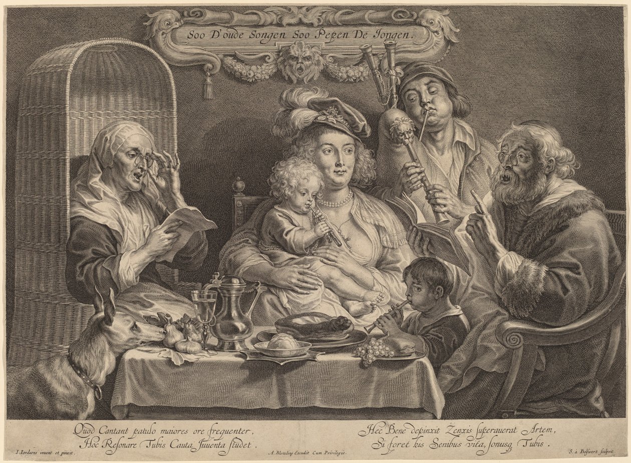 The Family Concert (Como os velhos cantam, então os jovens twitter) de Schelte Adams Bolswert after Jacob Jordaens
