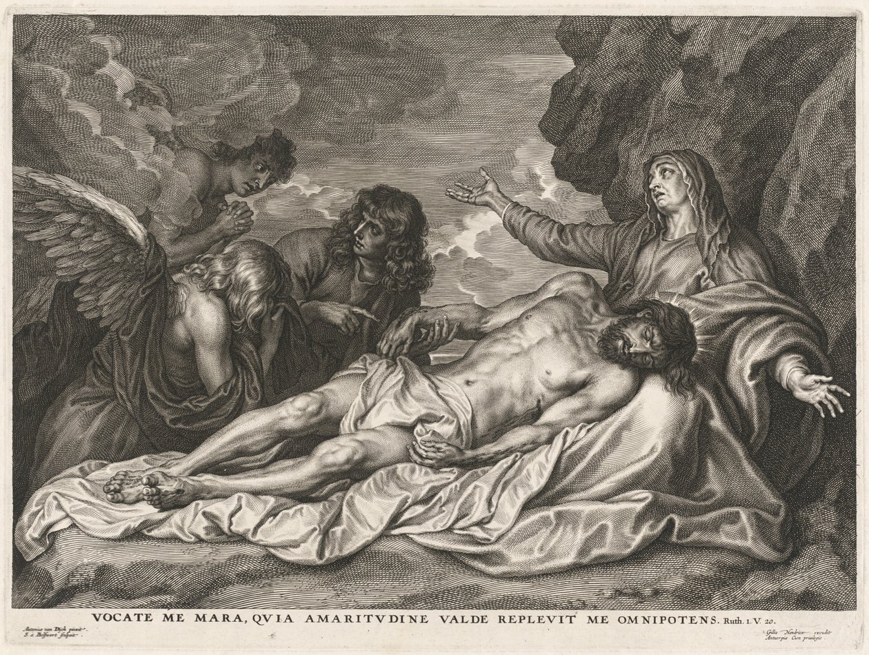Virgem Apoiando o Cristo Morto de Schelte Adams Bolswert after Sir Anthony van Dyck