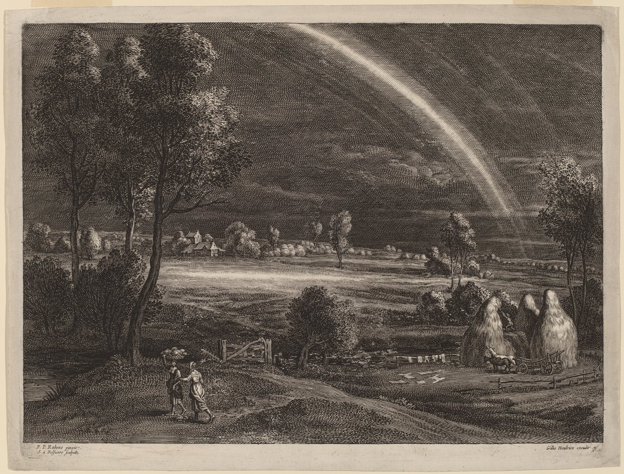 Paisagem com um grande arco-íris de Schelte Adams Bolswert after Sir Peter Paul Rubens