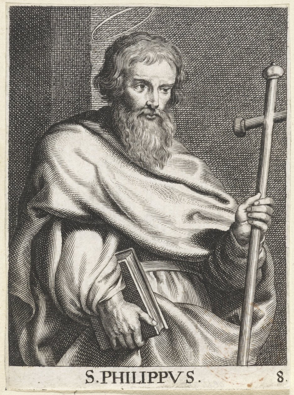 H. Philip
S. Philippus (título sobre o objecto)
Cristo, Maria e os Apóstolos (título da série) de Schelte Adamsz. Bolswert (possibly)