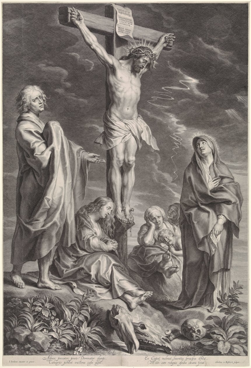 Cristo na cruz, com Maria e João de Schelte Adamsz. Bolswert