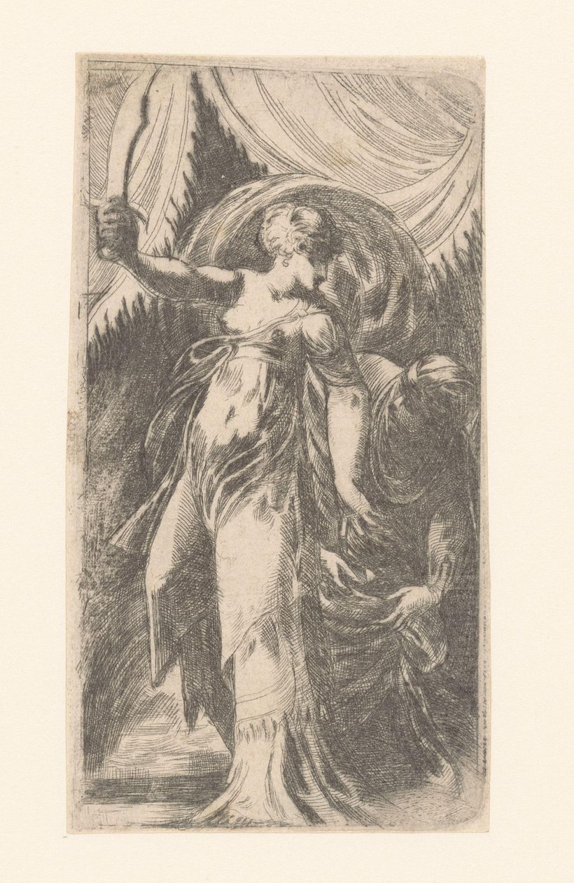Judite com a cabeça de Holofernes em um saco de Schiavone (attributed to)