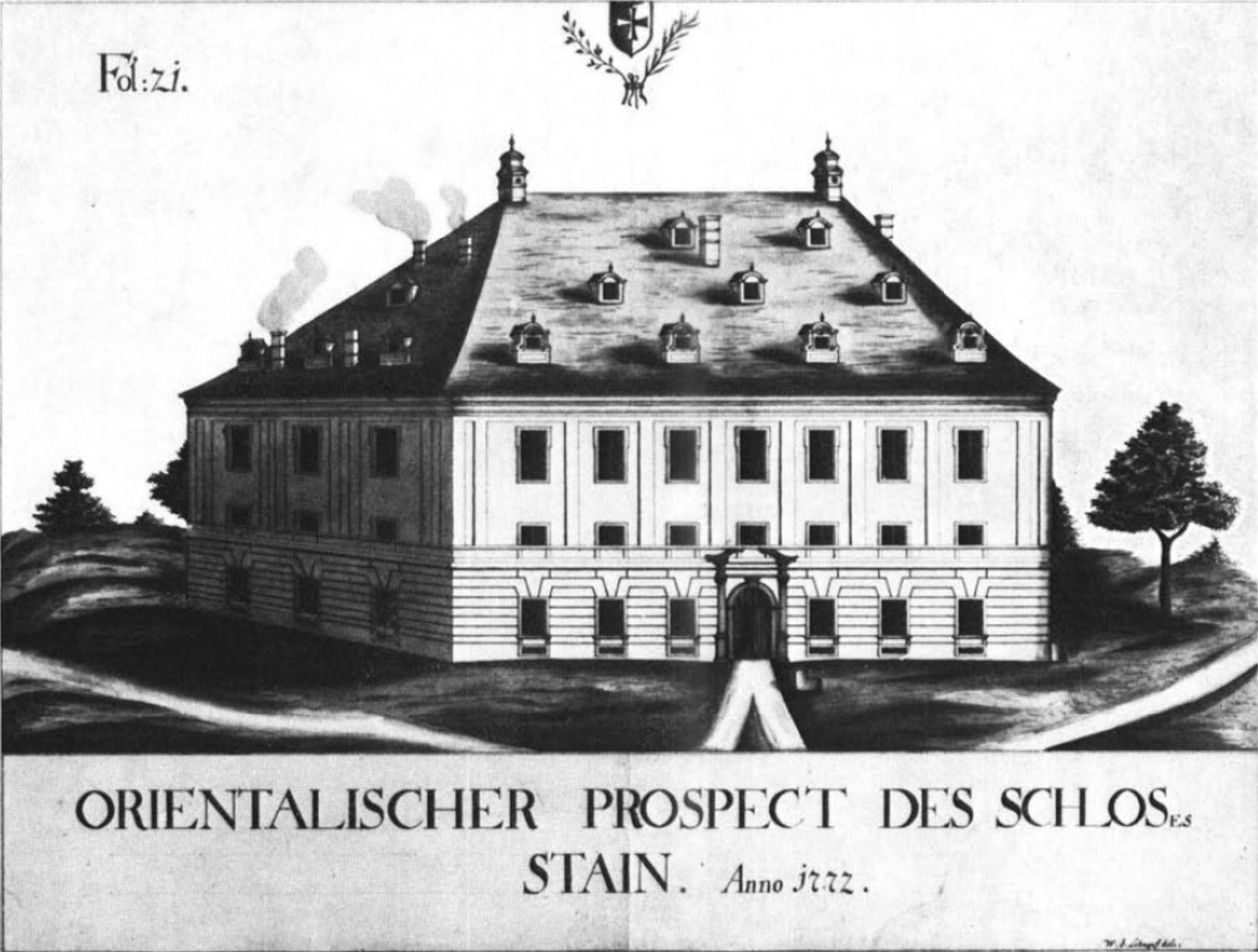 Stein do castelo da perspectiva oriental (1772) por Schnepf de Schnepf