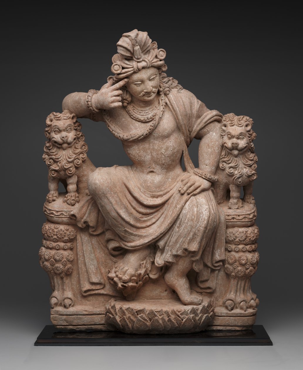 Bodhisattva Pensante, século 4 a 6 dC (terracota) de School Afghan