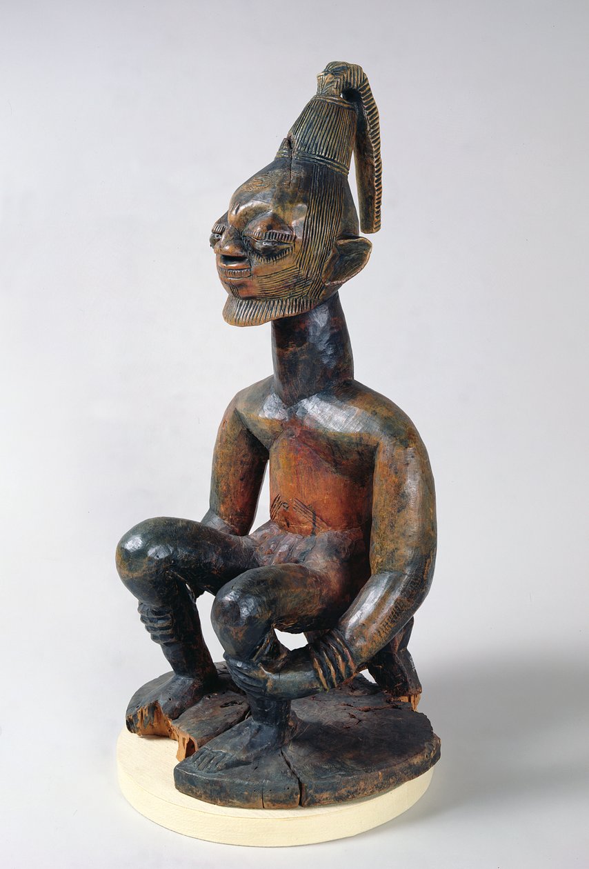 Estátua iorubá de um chefe sentado, Nigéria de School African