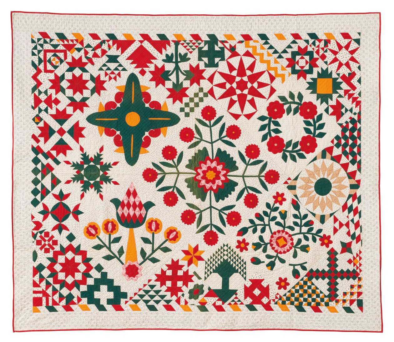 Uma Pêra Floral Quilt, Possivelmente na Pensilvânia de School American
