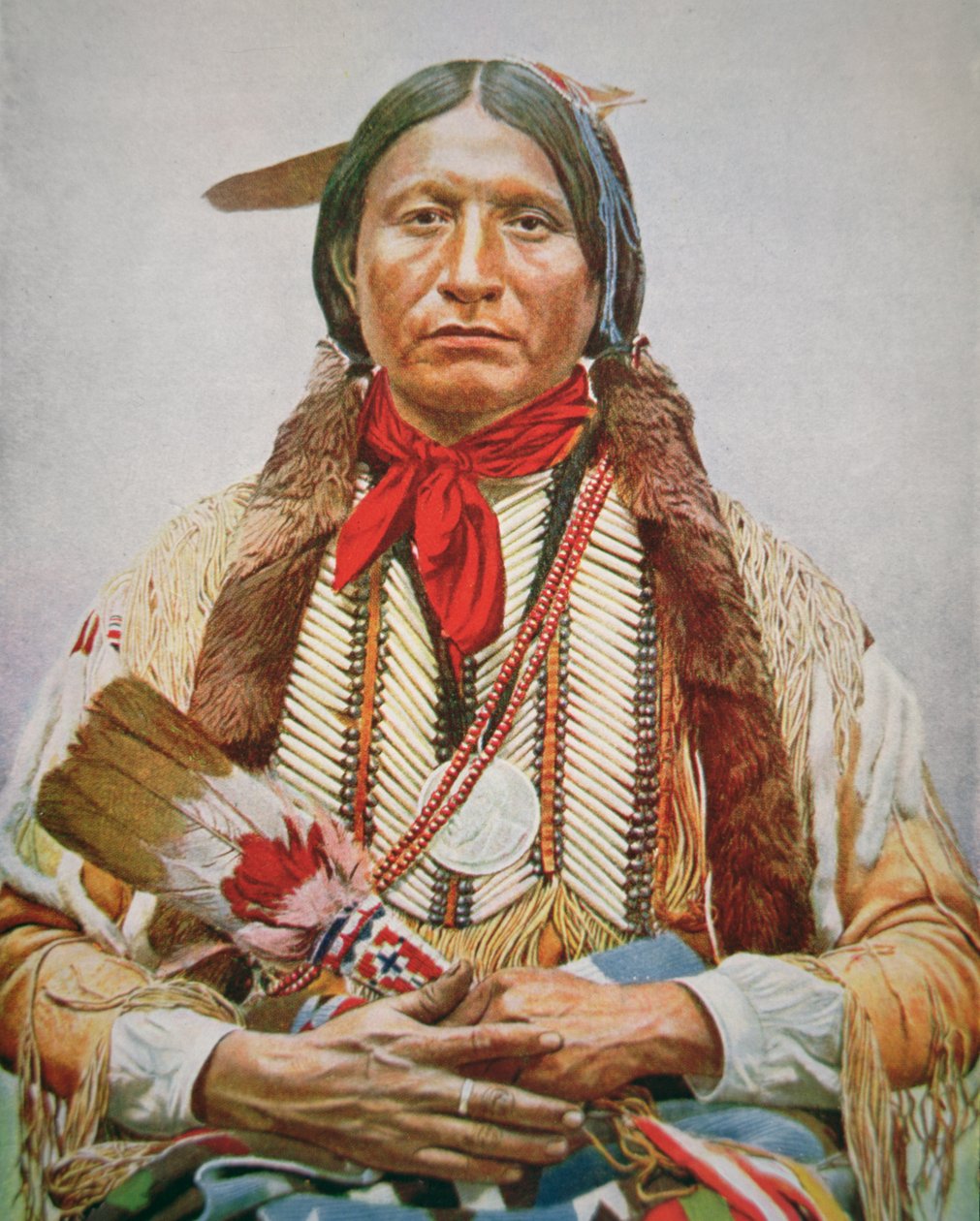 Chefe "Lança de Madeira" (cor litho) de School American