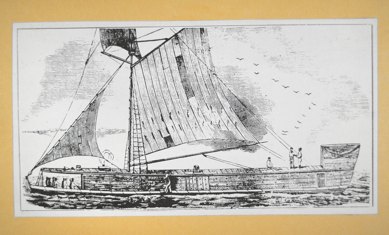 Barco Mississippi Keel (gravura) de School American