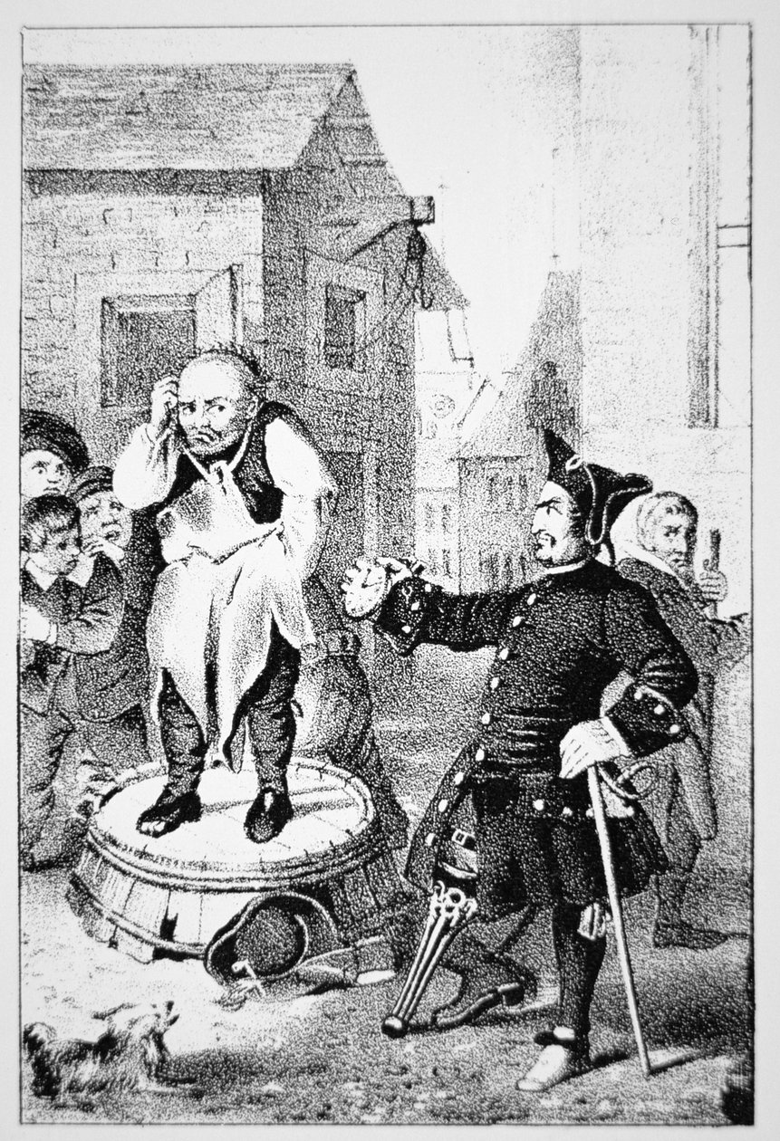 Peter Stuyvesant castiga Willem Wickendam por pregar um sermão batista (litho) de School American