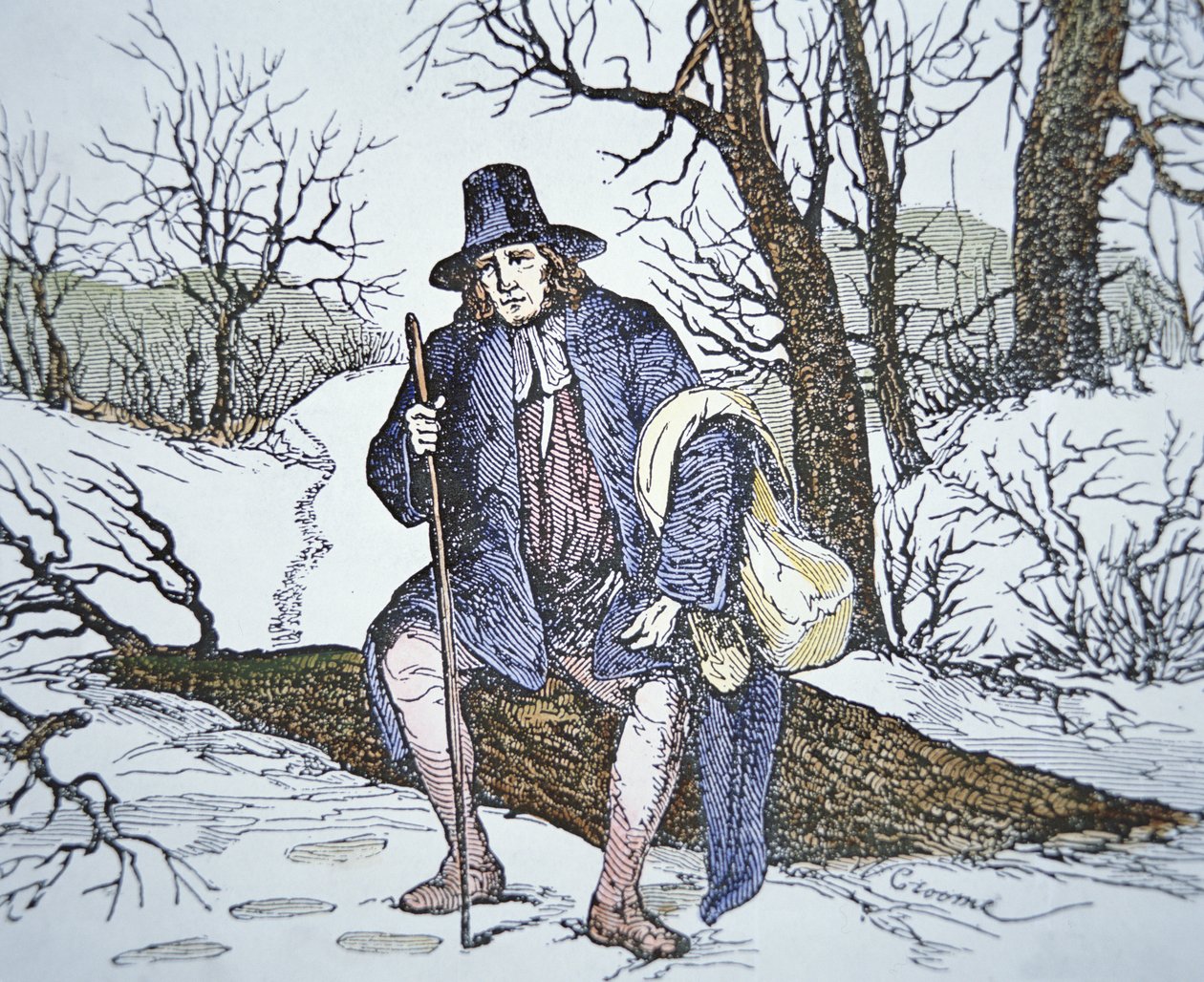 Roger Williams in the Wilderness (cor litho) de School American