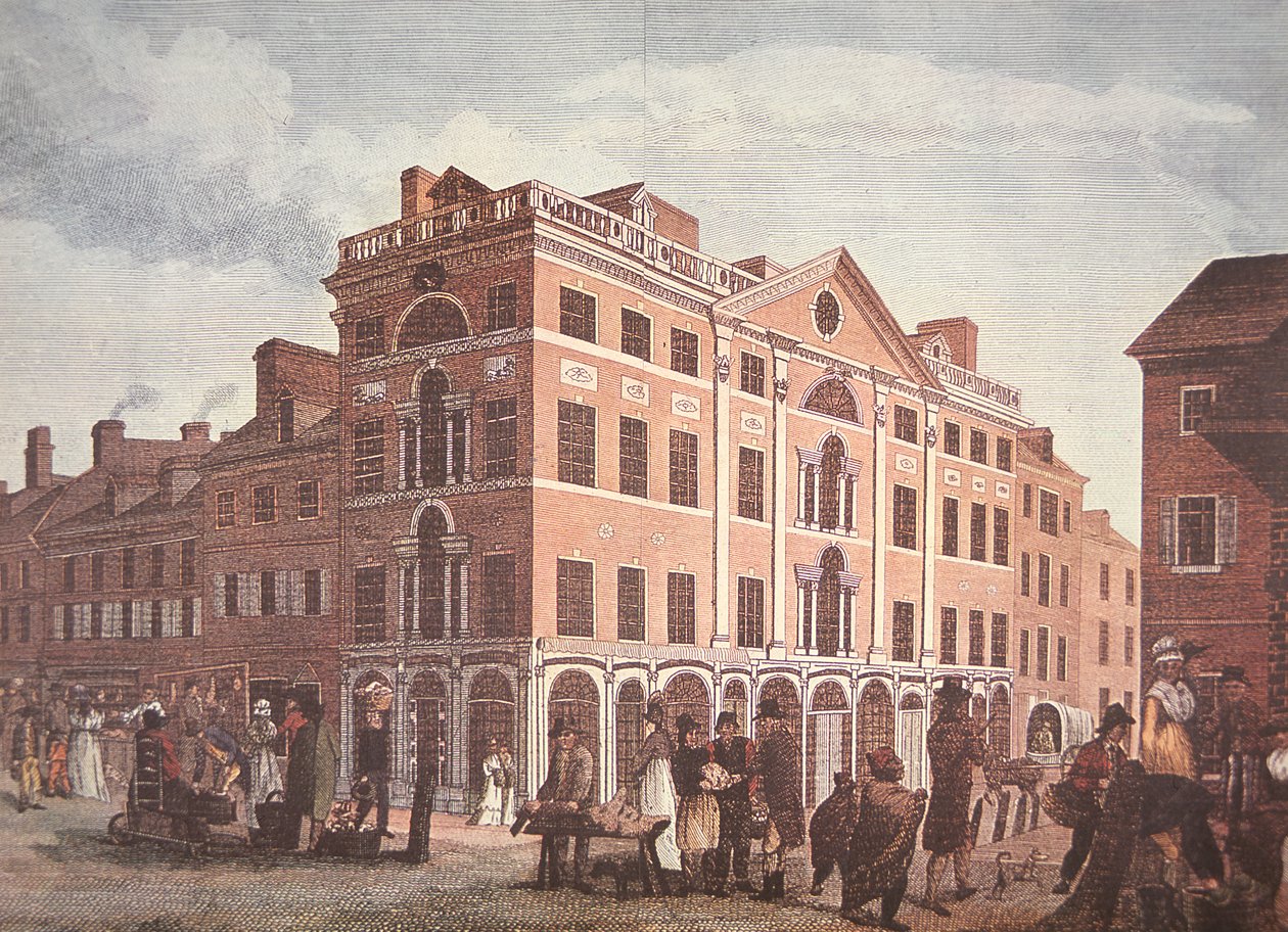 A esquina da Third and Market Streets, Philadelphia (cor litho) de School American
