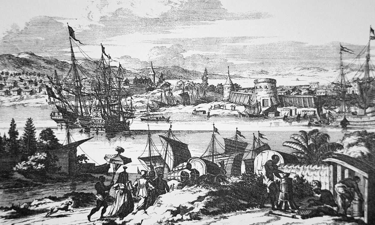 Vista de Santo Agostinho, Flórida, no século XVII (litho) de School American