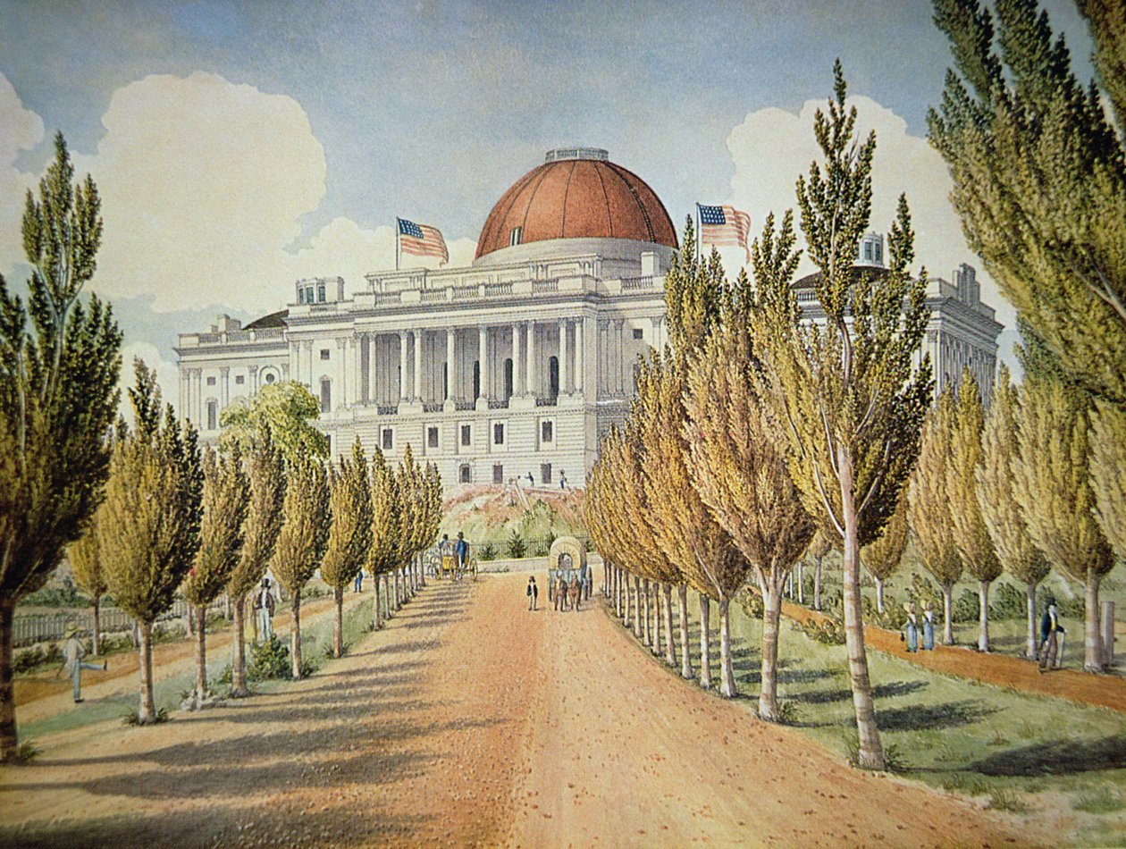 Vista do Capitólio (cor litho) de School American