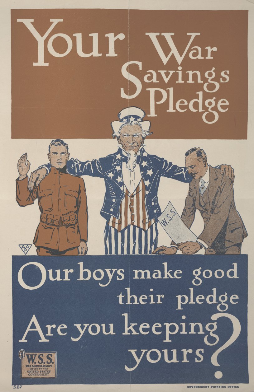 A vossa promessa de poupança de guerra. Os nossos rapazes cumprem as suas promessas. Estão a cumprir o vosso de School American