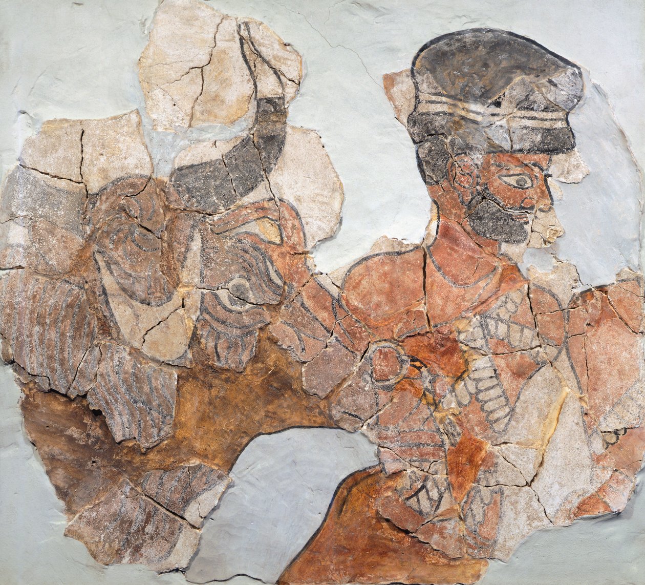 Fresco representando o sacrifício de Mari (agora Tell Hariri) sítio arqueológico, Síria, de School Assyrian