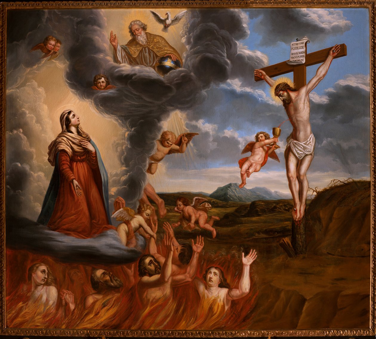A mediação de Santa Maria para o purgatório. Fim do século XVII (pintura) de School Belgian