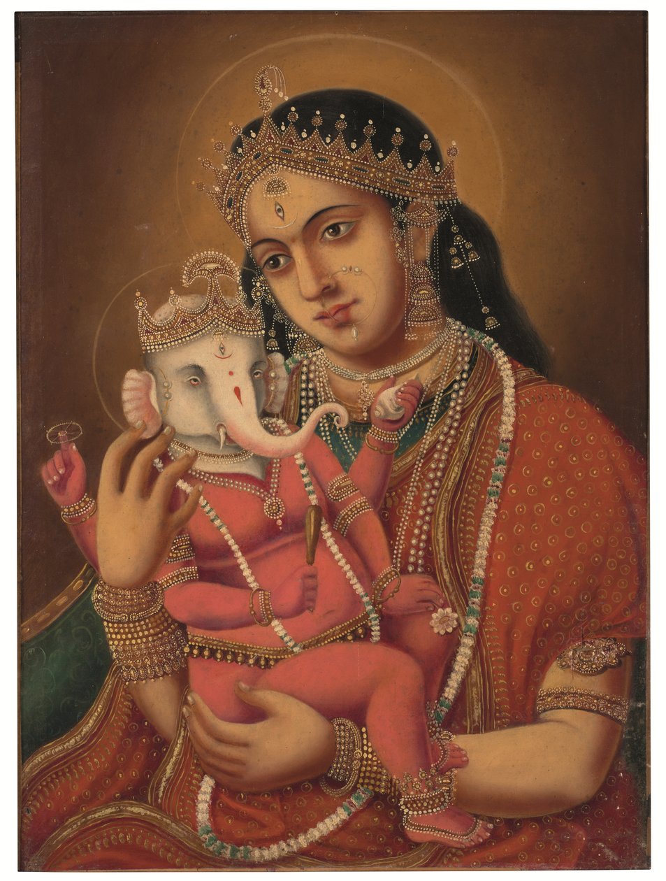 Sem título (Ganesh Janani), c. finais do século XIX (óleo sobre tela) de School Bengali