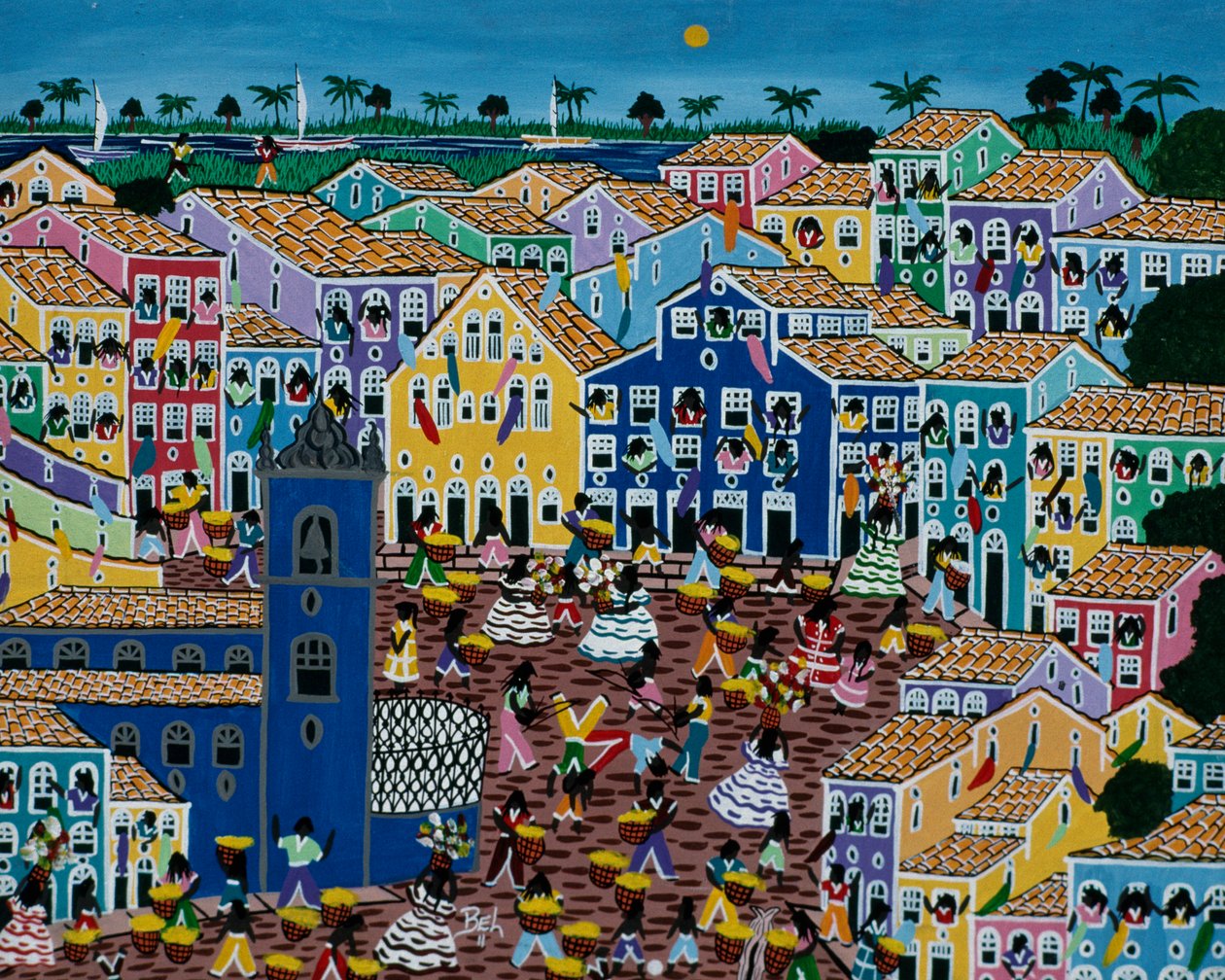 Mercado de pintura de arte ingênua, Estado da Bahia, Brasil de School Brazilian
