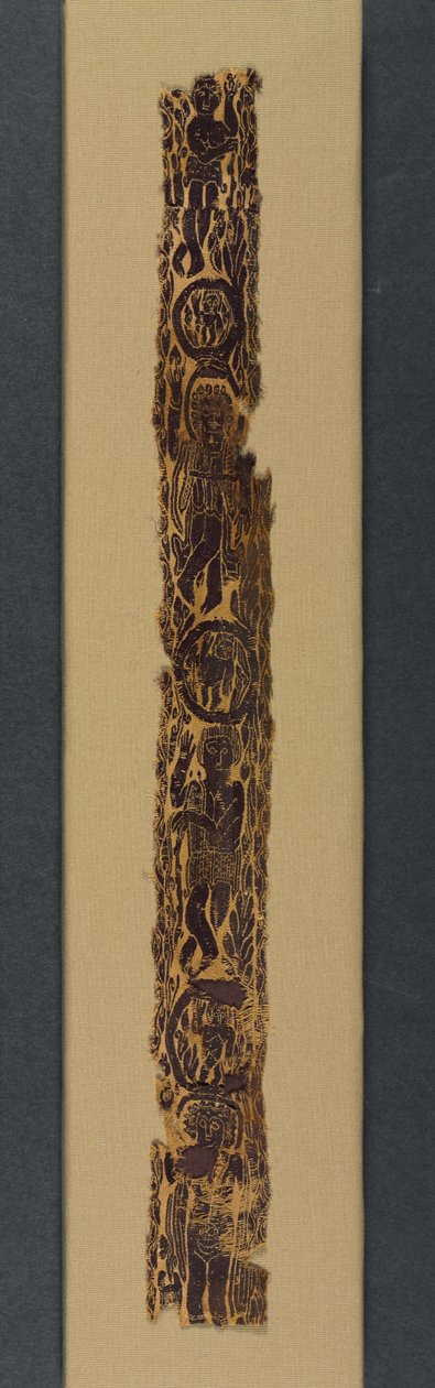 Ornamental Shoulder Band de uma Túnica, 600-650 (tapeçaria com trama suplementar, linho não tingido e lã tingida) de School Byzantine