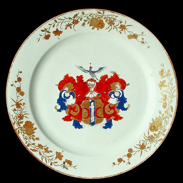 Um carregador chinês de porcelana Imari com os braços do Valckenier de Amesterdão, c.1750 (porcelana) de School Chinese