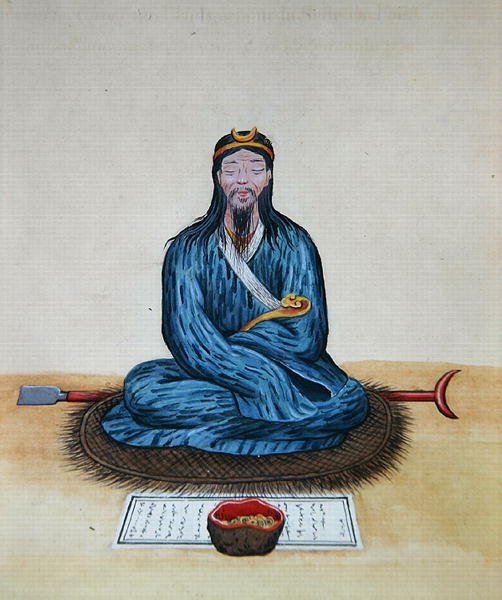A Penitent Bonze, c.1785 (aguarela sobre papel) de School Chinese