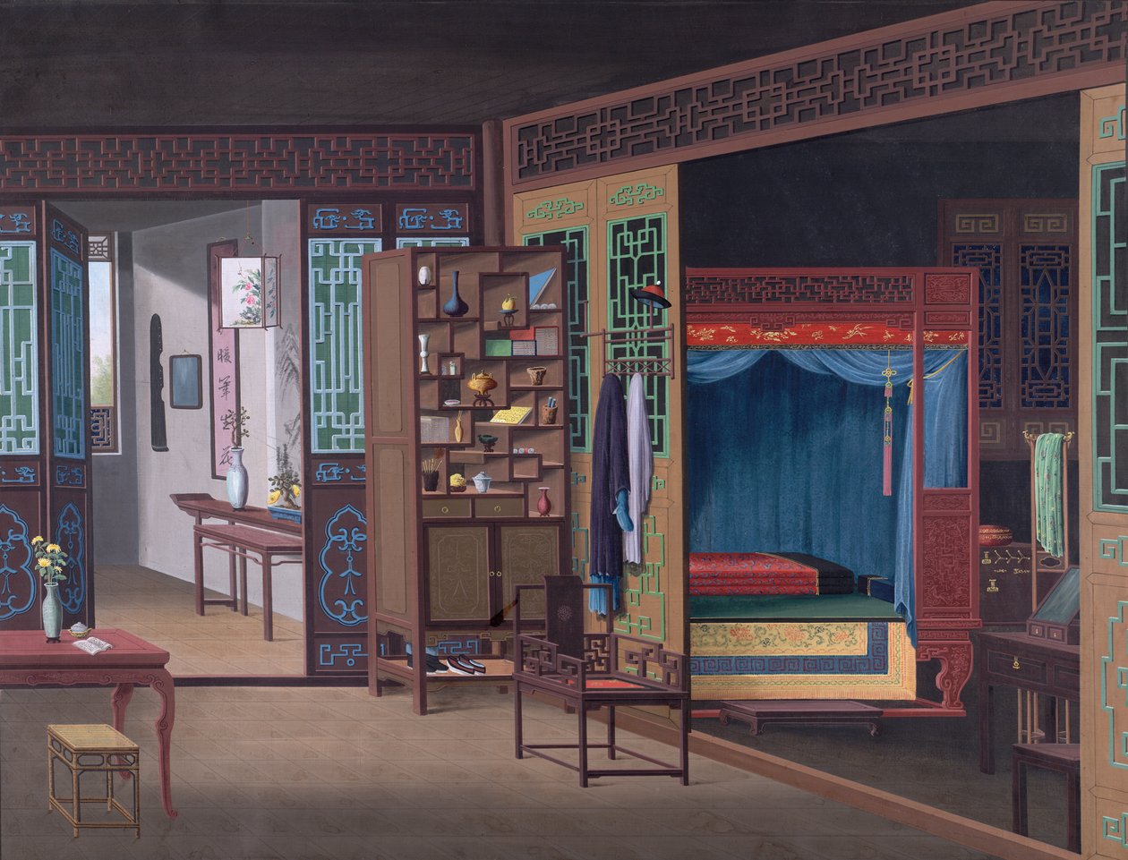 Adicionar. Ou. 2190 Desenho do interior da casa de um oficial chinês de School Chinese