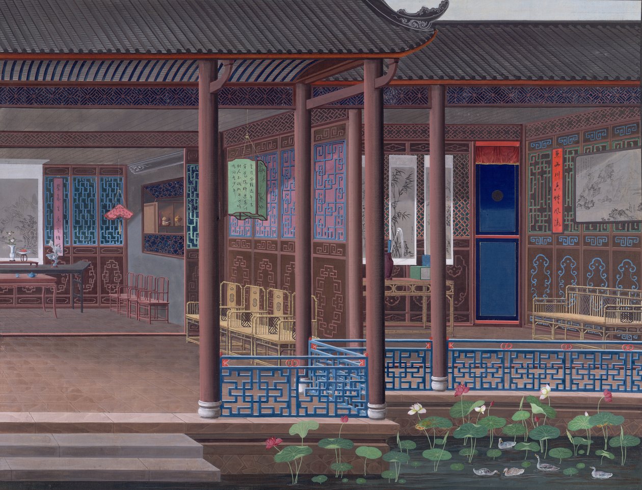 Acrescentar. Ou. 2192 Desenho do interior da casa de um funcionário chinês de School Chinese