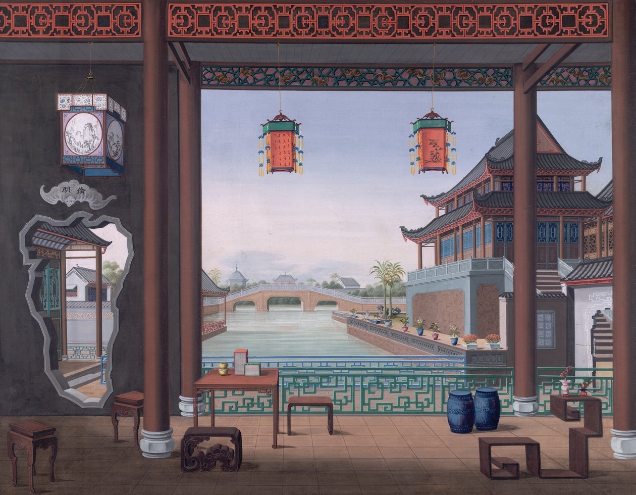 Acrescentar. Ou. 2194 Desenho do interior da casa de um funcionário chinês de School Chinese