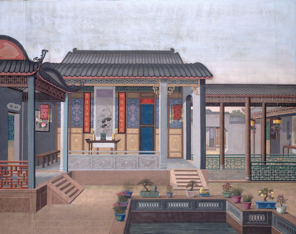 Acrescentar. Ou. 2196 Desenho do interior da casa de um funcionário chinês de School Chinese