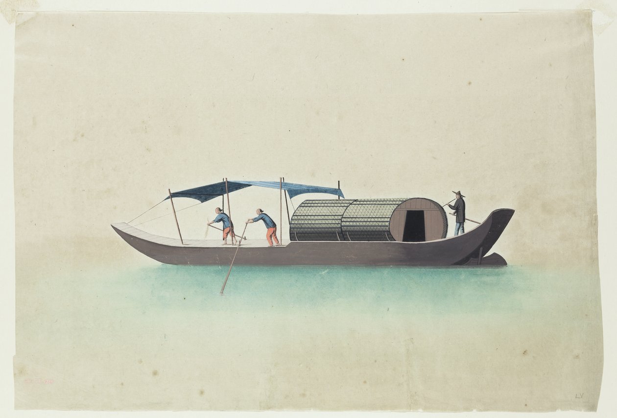Barco com três barqueiros (pintura) de School Chinese