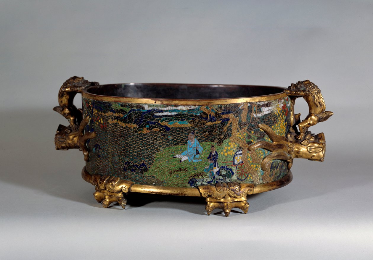 Arte chinesa: cache de pote em cloisonne e-mail. Paris do século XVI, artes decorativas de School Chinese